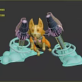 Cute Orange White Corgi Game Character With Hovering Jetpack And Blue Stream Effects