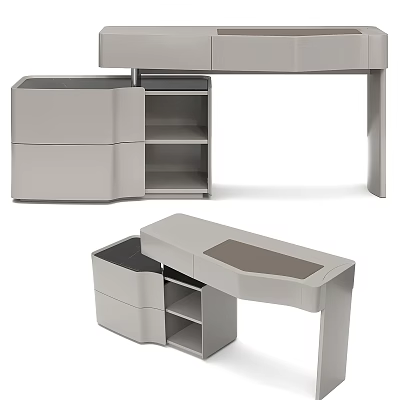 Modern Sleek Dressing Table Design With Drawers Storage And Smooth Countertop 3d model