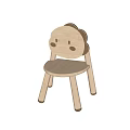Wooden Kids Chair with Cute Cartoon Head Design Non Slip Legs for Children