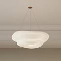 White Double Layered Circular Chandelier Hanging From Ceiling With Minimalist Design 3d model