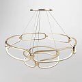 Modern Gold Metal Interconnected Circular Ring Chandelier with Lighting Fixture Design