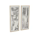 Two Piece 3D Textured Wavy Wall Art With Wooden Frame Design