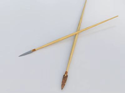Traditional Arrow Weapon With Wooden Shafts Metal Arrowheads And Crossed Design 3d model