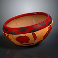 Artistic Hand Painted Tableware Set Featuring Red Rim Orange Body And Black Dots