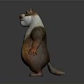 Cartoon 3D Animal Model With Brown White Fur Orange Paws Friendly Expression And Standing Pose