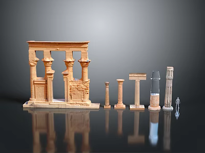 Detailed Ancient Architectural Components With Portico And Various Column Styles 3d model