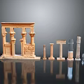 Detailed Ancient Architectural Components With Portico And Various Column Styles 3d model