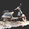 Worn Out Old Bicycle Parked On Snowy Muddy Ground With Black Background