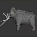 Realistic Woolly Mammoth Model With Shaggy Fur And Long Curved Tusks