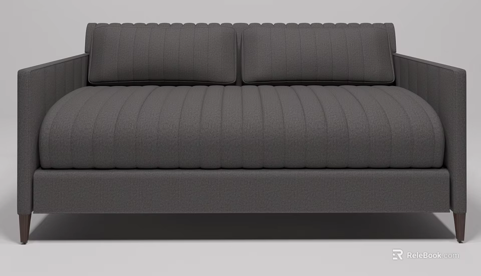 Dark Gray Two Seater Sofa With Vertical Stripes Modern Fabric Design 3d model