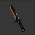 Modern Tactical Knife Featuring Black And Orange Serrated Blade And Grip Handle
