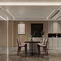 Modern Living Dining Room With Grey Sofa Marble Coffee Table TV Wall And Wooden Walls