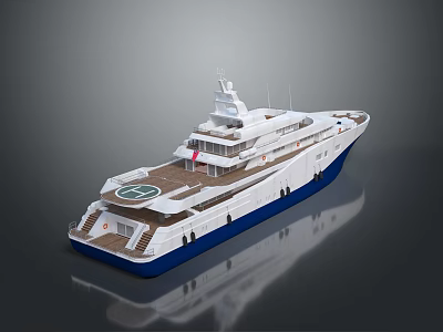Luxury Yacht With Helicopter Pad And Modern Design 3d model