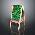 Wooden Easel With Green Drawing Board And Hand Drawn Computer Related Icons