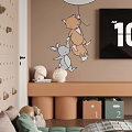 Kids Room Interior With Good Vibes Bed Pendant Lights Circular Wall Cutouts And Stuffed Toys
