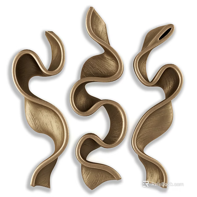 Elegant Modern Golden Spiral Wall Decor as Stylish Home Interior Accents 3d model 