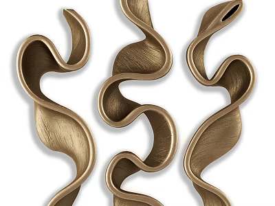 Elegant Modern Golden Spiral Wall Decor as Stylish Home Interior Accents 3d model