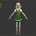 Cartoon Girl Character With Blonde Hair Green Dress White Sleeves Green Socks And Black Shoes