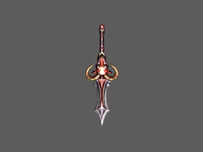 Ornate Fantasy Sword With Intricate Hilt Gold Accents And Sharp Blade Design 3d model