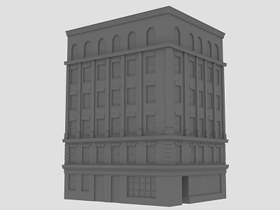 Detailed Vintage Building Model Featuring Multiple Floors and Arched Windows 3d model