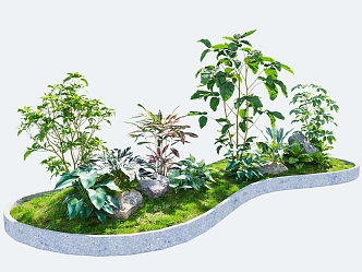 Modern low-maintenance indoor green landscaping 3d model