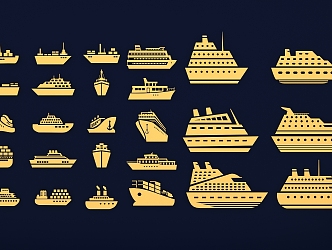 Ship silhouette boat icon speedboat cruise ship passenger ship cargo ship marine traffic 3d model