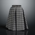 Elegant Gray Plaid Pleated Skirt With Flared Hem And Classic Design For Women
