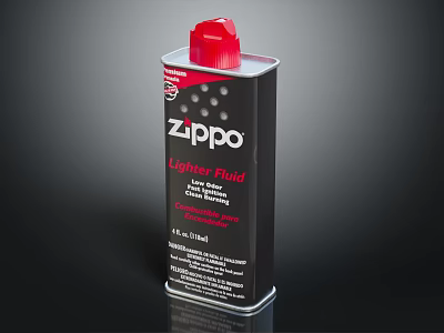 Zippo Lighter Fluid Metal Can With Red Cap For Daily Living Use 3d model