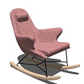 Modern Pink Velvet Rocking Chair With Black Metal Frame And Wooden Rockers