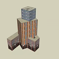Modern Multi Storey Office Building With Glass Facade And Orange Structural Design 3d model