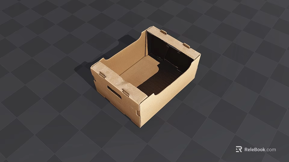 Open Brown Cardboard Box With Sturdy Folded Edges And Carry Handles Design 3d model 