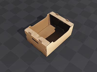 Open Brown Cardboard Box With Sturdy Folded Edges And Carry Handles Design 3d model