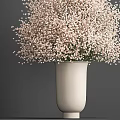 Beautiful White Vase With Fresh White Baby's Breath Flowers On Gray Background