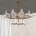 Modern Gold Frame Chandelier With Transparent Leaf Design For Interior Ceiling Decoration