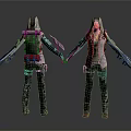 Tactical Hooded Characters With Backpacks Weapon Like Arms Camouflage Pants Front Back View Design
