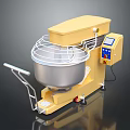 Yellow Commercial Kitchen Mixer With Stainless Steel Mixing Bowl Control Panel And Movable Wheels