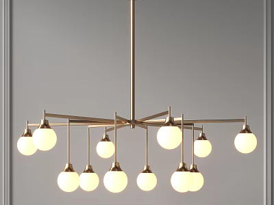 Modern Chandelier With Multiple Spherical Bulbs And Sleek Metal Frame Design 3d model