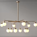 Modern Chandelier With Multiple Spherical Bulbs And Sleek Metal Frame Design 3d model