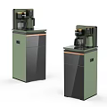 Modern Green Kitchen Cabinet Units With Top Mounted Small Appliances