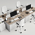 Office Desk and Chair Staff Station Computer Desk and Chair Public Office Area 3d model