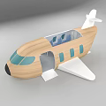 Wooden Airplane Toy With Blue Windows Open Door And White Wings For Kids Play
