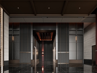 New Chinese Hotel Lobby 3d model