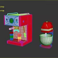 Red Coffee Maker And Blender With Cups As Modern Home Kitchen Electronic Appliances