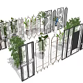 Modern Room Dividers With Green Plants And Metal Frame Glass Designs