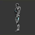 Black Iron Man Armor Figure With Blue Accents Standing Pose Design