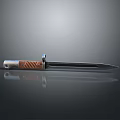 Silver Blade Weapon Knife With Wooden Handle Metal Accents Texture And Smooth Surface Reflection