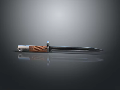 Silver Blade Weapon Knife With Wooden Handle Metal Accents Texture And Smooth Surface Reflection 3d model
