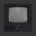 Vintage Sony TV With Retro Design Classic Screen Front Buttons And Dark Plastic Body