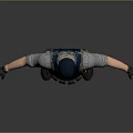 Tactical Character With Blue Vest Camouflage Pants Black Balaclava And Gloves