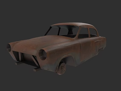 Rusty Old Abandoned Vintage Car With Weathered Body And Missing Parts 3d model